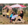 Medinis iškylos stalas su suoliukais ir skėčiu vaikams | Classic World CW54594